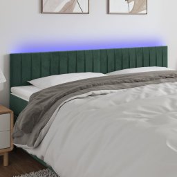 Gossi tablie de pat cu led, verde inchis, 180x5x78/88 cm, catifea