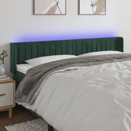 Gossi tablie de pat cu led, verde inchis, 183x16x78/88 cm, catifea