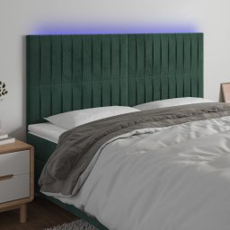 Gossi tablie de pat cu led, verde inchis, 200x5x118/128 cm, catifea