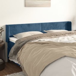 Gossi tablie pat cu aripioare albastru inchis 163x16x78/88 cm catifea