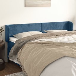 Gossi tablie pat cu aripioare albastru inchis 163x23x78/88 cm catifea