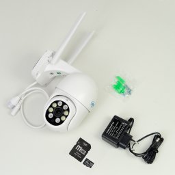 Camera supraveghere video wireless PNI IP840 + card PNI 128GB WiFi, PTZ, 8MP 4K, slot micro SD, stand-alone, functii AI, ONVIF, ICSee app