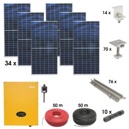 Kit sistem solar fotovoltaic trifazic ON-GRID 15KW cu panouri 34x450W prosumator WIFI cu sistem fixare pentru panouri sandwich Breckner Germany