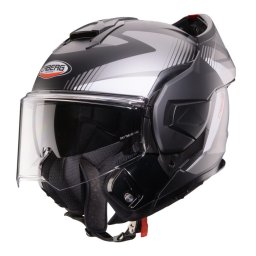 Casca Caberg Trip SV Lunar S6 - Flip-up, negru/gri/alb mat, Ochelari soare incluși, ECE 22.06