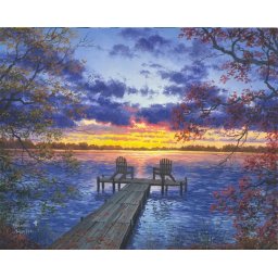 Set pictura pe numere, cu sasiu, Ponton la apus de soare, 40x50 cm