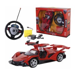 Masinuta de curse sport cu telecomanda tip volan, usi automate si acumulator, rosie, 35 cm, +6 ani