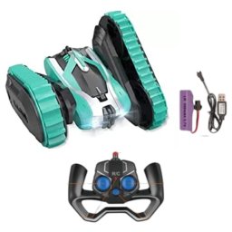 Masina cascadorie RC Stunt Car cu brat rasucit, telecomanda 2.4GHz si acumulator, verde