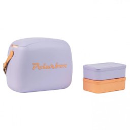 Geanta frigorifica Polarbox Pop, 6 litri, Include 2 cutii pentru pranz, Pana la 24 h, Violet/Portocaliu