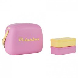 Geanta frigorifica Polarbox Pop, 6 litri, Include 2 cutii pentru pranz, Pana la 24 de ore, Roz/Galben