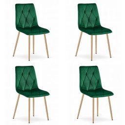 Set 4 scaune bucatarie/living, Artool, Libra, catifea verde, picioare metal natur, 45x54x86.5 cm