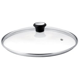 Capac Exception 28097512, orificiu pentru abur, mâner ergonomic, margine de inox, 24 cm, sticlă