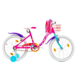 Bicicleta pentru copii DHS Icecream 20 inch, roz, cu roti ajutatoare