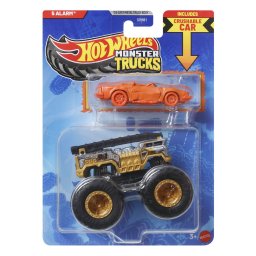 Hot Wheels Monster Truck 5 Alarm auriu cu masinuta metalica inclusa