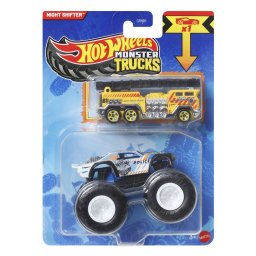 Set Hot Wheels Monster Trucks Night Shifter Police cu masinuta metalica