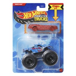 Hot Wheels Monster Trucks Race Ace albastru cu masinuta metalica