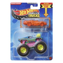 Hot Wheels Monster Trucks Rodger Dodger cu masinuta metalica inclusa