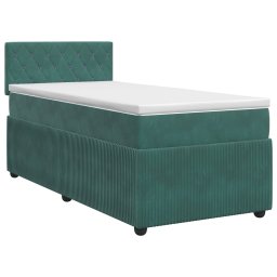 Pat boxspring cu saltea Verde închis 80 x 200 cm Catifea GartenMobel Dekor