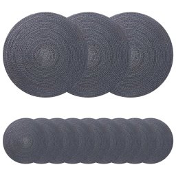 Placemeti din iuta 12 pcs Gri închis Ø 30 cm 100% iuta Tossa GartenMobel Dekor