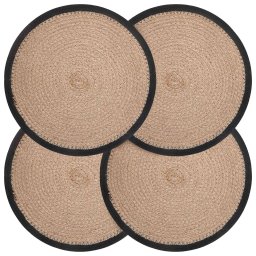 Placemeti din iuta 4 pcs Natural si Negru Ø 30 cm GartenMobel Dekor