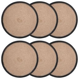 Placemeti din iuta 6 pcs Natural si Negru Ø 30 cm GartenMobel Dekor