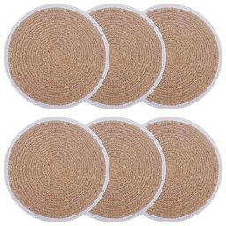 Placemeti din iuta 6 pcs Natural si Alb Ø 30 cm 100% Iuta Tossa GartenMobel Dekor