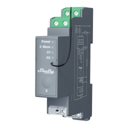 Intrerupator Shelly Qubino Pro 2, Din Rail, Z-Wave, 2 canale, 25A, Gri