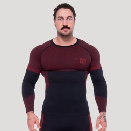 GymBeam Tricou fără cusături cu mâneci lungi OG1 Black/Red XXL