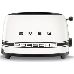 Prajitor de paine SMEG 50's Style Porsche TSF01PCWEU, 950 W, 2 felii, 6 trepte, Tava pentru firimituri, Cablu integrat, Otel inoxidabil, Alb