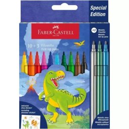 Faber-Castell: Carioci cu dinozauri, set 10+3 bucăți