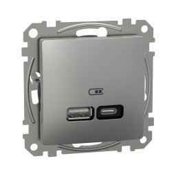 Priza USB PD tip A+C 21W Schneider Sedna aluminiu SDD113405