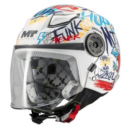 Casca MT Helmets Lite Crew - Open face, alb lucios, ECE 22.06