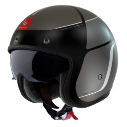 Casca MT Helmets Le Mans 2 S SV Luther - Open face, gri mat, Ochelari soare incluși, ECE 22.06