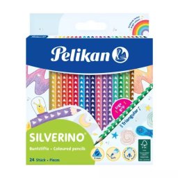 Pelikan: Silverino creioane colorate triunghiulare - 24 buc
