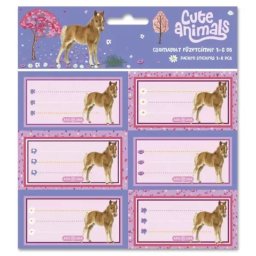 Animale drăgălașe: etichetă cai pentru caiete, set ambalat – 3 x 6 buc.