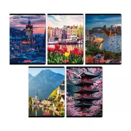 Caiet cu pătrățele City - format A5, diverse modele