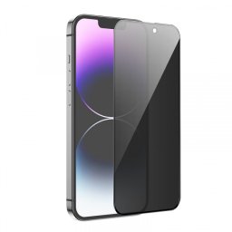 Folie de protectie Ecran Privacy HOCO G15 pentru Apple iPhone 16 Plus / 15 Plus, Sticla Securizata, Full Glue, 5D