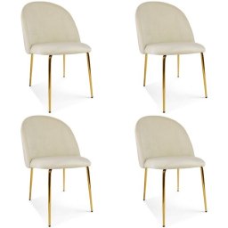Set 4 scaune bucatarie/living, Artool, Inca, catifea bej deschis, picioare metal auriu, 49x55x78