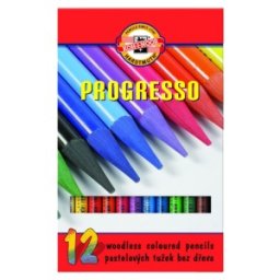 Set 2 x 12 Creioane Colorate fara Lemn, Progresso, Culori Diferite