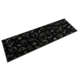Covor de bucatarie lavabil Morning, negru, 45x150 cm, catifea GartenMobel Dekor