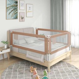Balustrada de protectie pat copii, gri taupe, 120x25 cm, textil GartenMobel Dekor