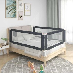 Balustrada de protectie pat copii, gri închis, 90x25 cm, textil GartenMobel Dekor