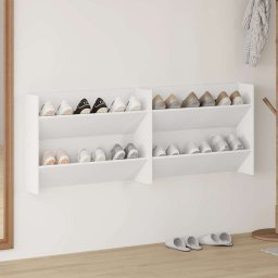 Pantofare de perete, 2 buc., alb, 80x18x60 cm, PAL GartenMobel Dekor