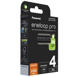 Acumulatori AA Panasonic Eneloop Pro 2500 mAh, Ni-MH, set 4 bucati