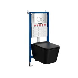Set WC suspendat Leziter Roya Tina 82CHR cu rezervor încastrat, negru
