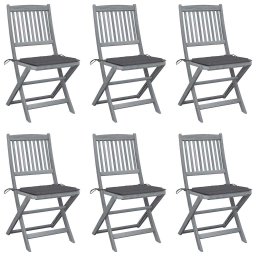 Scaune pliante de exterior cu perne 6 buc. lemn masiv de acacia GartenMobel Dekor