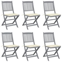Scaune pliante de exterior cu perne 6 buc. lemn masiv de acacia GartenMobel Dekor