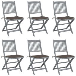 Scaune pliante de exterior cu perne 6 buc. lemn masiv de acacia GartenMobel Dekor