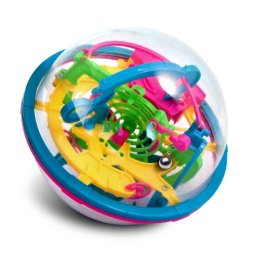 Labirint 3D Addictaball cu 100 de niveluri si bila metalica, 13 cm