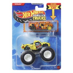 Hot Wheels Monster Trucks Totaled galben cu masinuta metalica