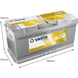 Acumulator auto Varta Dynamic AGM 105 Ah, 950A, Start - Stop, A4